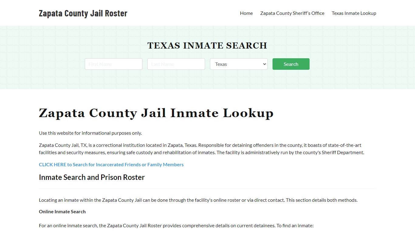 Zapata County Jail Roster Lookup, TX, Inmate Search