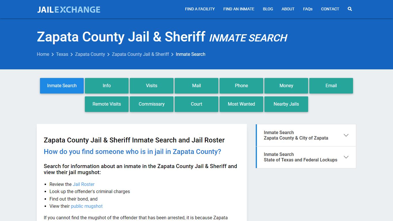 Zapata County Jail & Sheriff Inmate Search - Jail Exchange